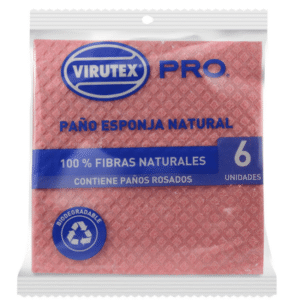 Paño Esponja Virutex Pro 18x18 cm Rosado 6 Unidades