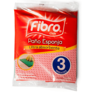 Paño Absorbente Esponja Fibro Multiuso 18X20 3 Unidades