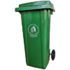 Basurero Macasi Tipo Municipal con Tapa y Ruedas Verde 120 L