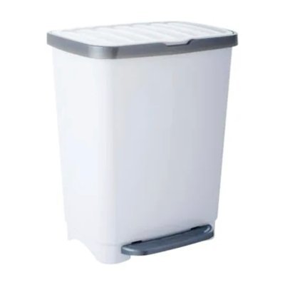 Basurero Te Abastece 25 L con Tapa y Pedal Blanco