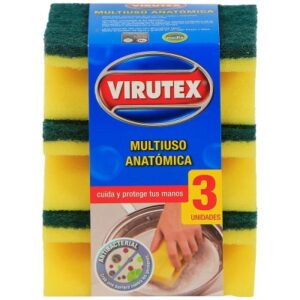 Esponja Multiuso Virutex Clásica Acanalada Display de 3 Unidades