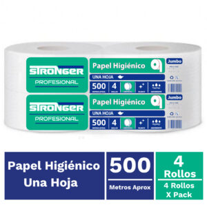 Papel higienico Stronger pack 4 x 500 mt pulpa extra virgen