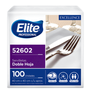 Servilleta Mantel Elite Blanco Doble Hoja Paquete de 100 Unidades