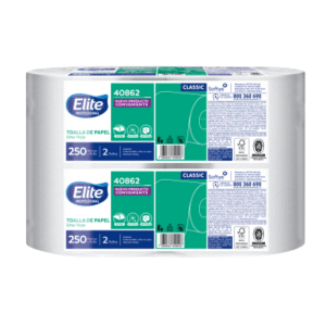 Toalla de Papel Elite Económico Hoja Simple 2 Rollos 250 m